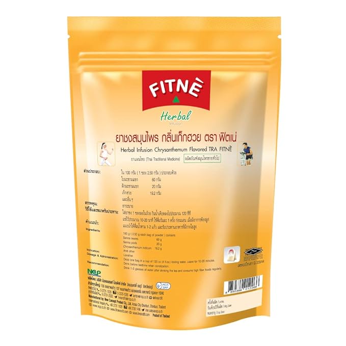 FITNÈ Chrysanthemum Herbal Tea Senna Infusion Smooth Mild Soothing Beverage Natural Gentle Detox Cleanse No Calories Caffeine Free, 60 Tea Bags - Bloomnest