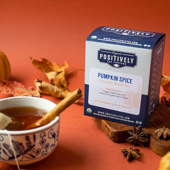 Organic Positively Tea Company, Pumpkin Spice Black Tea Bags, 20 Count - Bloomnest