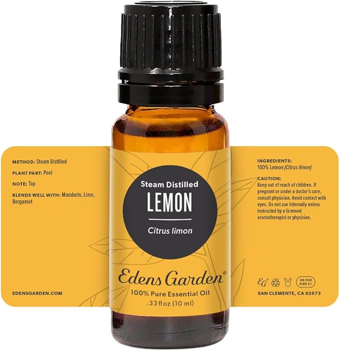 Edens Garden Lemon- Steam Distilled Essential Oil- 100% Pure Premium Grade, Undiluted, Natural, Therapeutic, Aromatherapy, The Best for Diffuser, Skin, Candle, Kid Safe 10 ml (.33 fl oz) EdensGarden