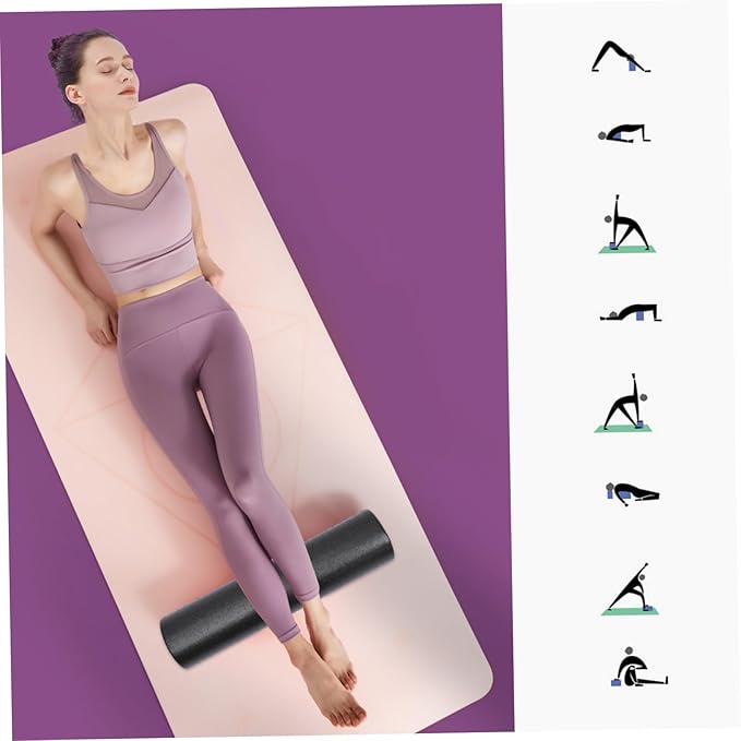 High-Density Half-Round Yoga Roller Black Fitness Roller for Muscle Relief Circulation Boost Elastic Foam Massage Tool for Stretching and Physical Therapy - Bloomnest