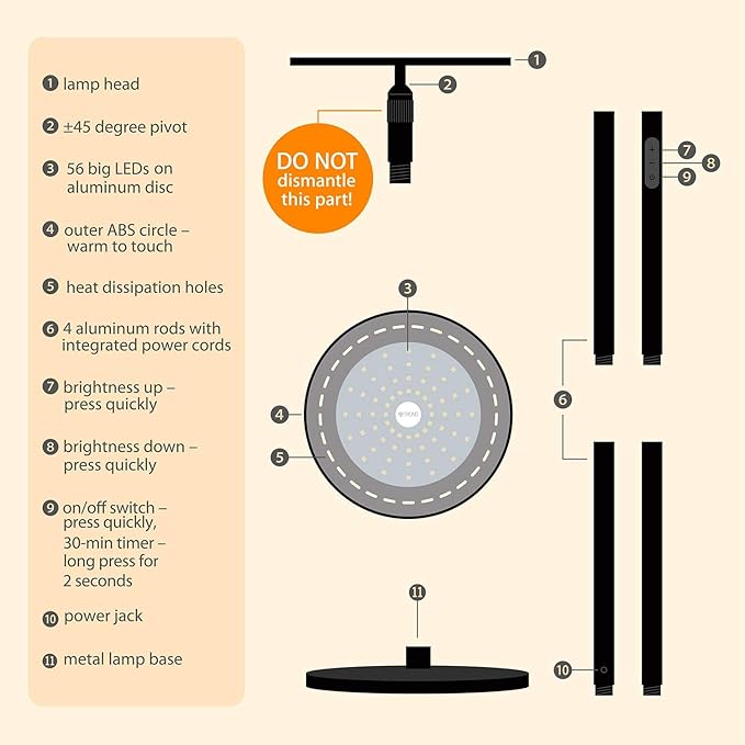 TROND Floor Lamp, 5000LM Super Bright Sky LED Modern Torchiere Standing Lamp, 3000K Warm White Light, 5-Level Dimmable, Modular 71 in Tall Pole Light, 30-Minute Timer for Living Room, Bed Room - Bloomnest