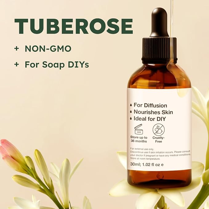 KUKKA Tuberose Essential Oils - 1 Fl Oz - for Hair, Skin, Diffuser, Aromatherapy & DIY Soap Making Scent - Bloomnest