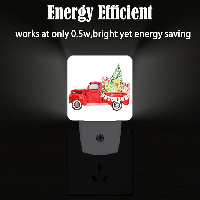 Retro Truck with Christmas Tree Night Light,Plug-in Night Lights with Dusk to Dawn Sensor for Stairway,Hallway,Bedroom Sleep Friendly Ideal for Women/Girls/Boys Gift,0.5w - Bloomnest