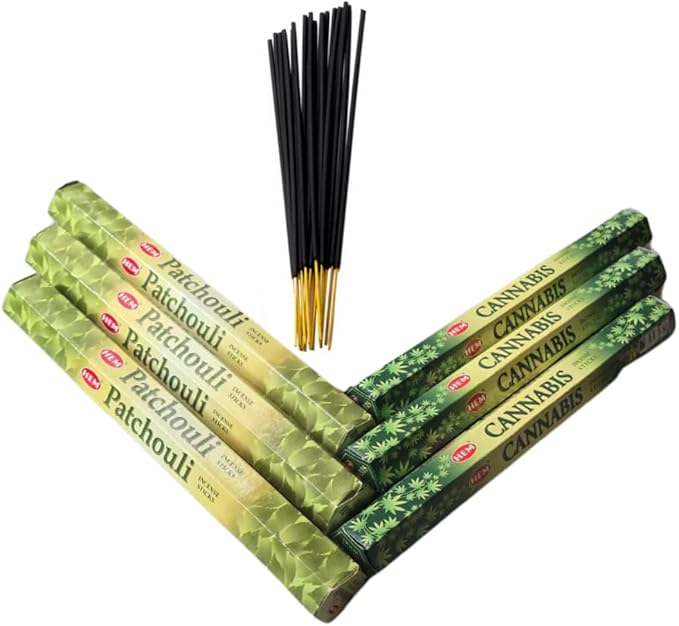 Sandalwood & Vanilla Incense from Hem Bundled with ANKCIENSE Incense Holder Bundle, Variety Pack of 120 Sticks (Patchouli & Cannabis) ANKCIENSE