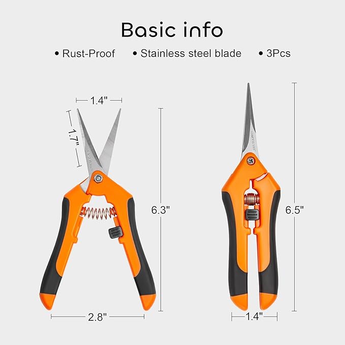 GROWNEER 6 Packs Pruning Shears Gardening Hand Pruning Snips with Straight Stainless Steel Precision Blades - Bloomnest