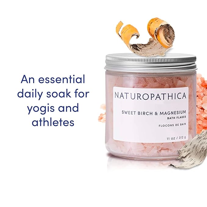 Naturopathica Sweet Birch and Magnesium Bath Flakes, Soothing Daily Bath Soak for Muscle Discomfort, Bathing Alternative to Epsom Salt, Relaxing Tension Relief Soak for Men and Women, 11 oz - Bloomnest