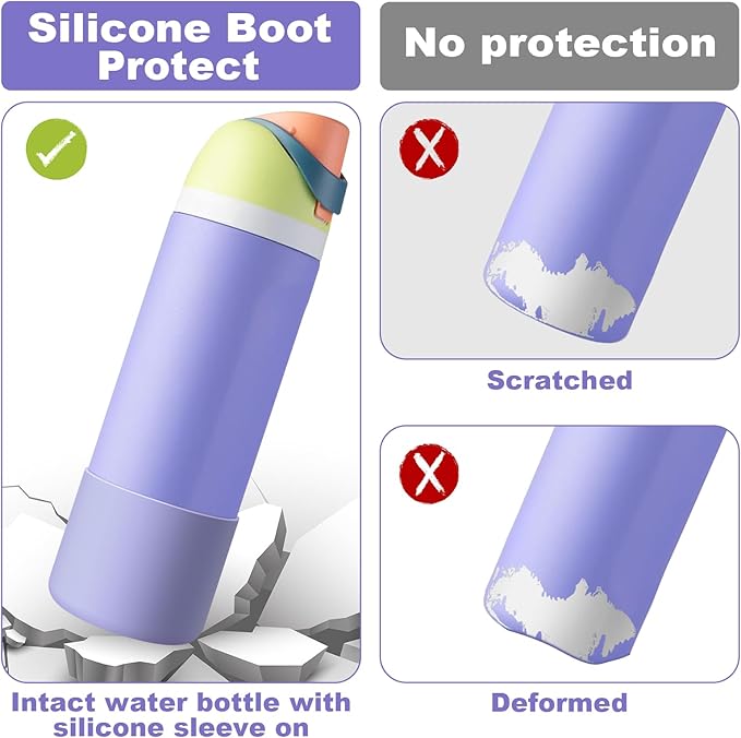 2PCS Silicone Water Bottle Boot for Owala 24oz 32oz 40oz, Anti-Slip Protective Sleeve Bottom Bumper Protector for FreeSip, Twist, and Flip Stainless Steel Water Bottles Alwenid