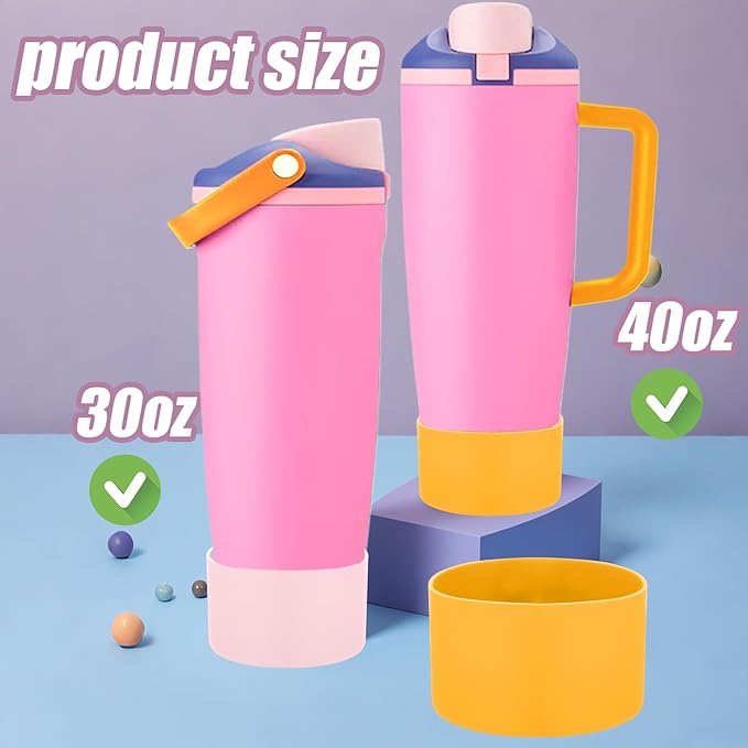 Mity rain 2PCS Protective Silicone Boots for Owala 30oz & 40oz FreeSip Sway Bottles & Tumblers - Accessories for owala, Enhances Stability & Prevents Scratches (Golden Yellow & Pastel Pink) Mityrain