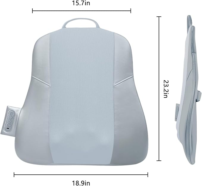 Back Massager for Pain Relief Deep Tissue, Ultrathin Rolling Up and Down Full Back Massage with Heat, 4D Shiatsu Kneading, Shoulder Massager, Extended Widened Design for Home, Office, Car Use, Grey - Bloomnest