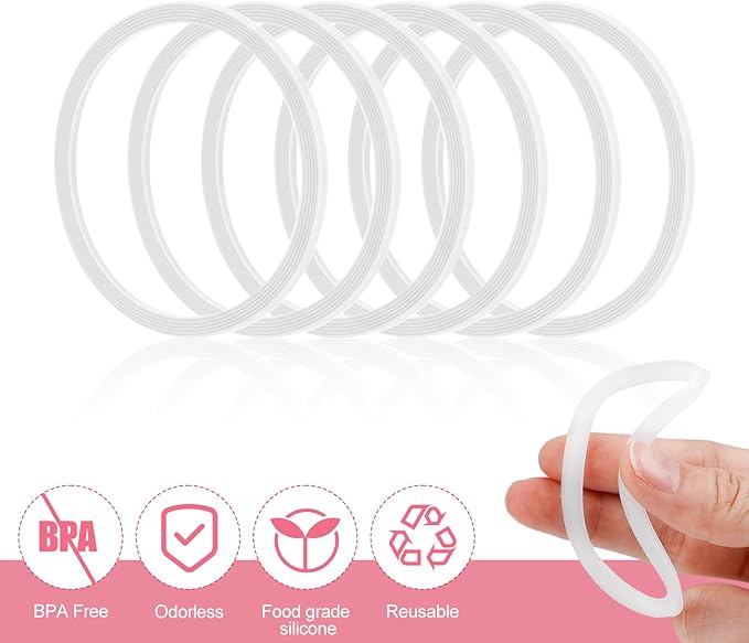 6 Pack Water Bottle Gasket Replacement for Owala FreeSip, Silicone Lid Seal O Ring Sealing Gaskets Replacement Parts Accessories Compatible with Owala Stainless Steel Cup (Clear) PEUTIER