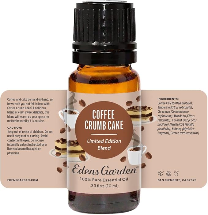 Edens Garden Coffee Crumb Cake Essential Oil Blend- 100% Pure Premium Grade, Undiluted, Natural, Therapeutic, Aromatherapy, The Best for Diffusing, Candle, Laundry, Humidifiers 10 ml (.33 fl oz) - Bloomnest