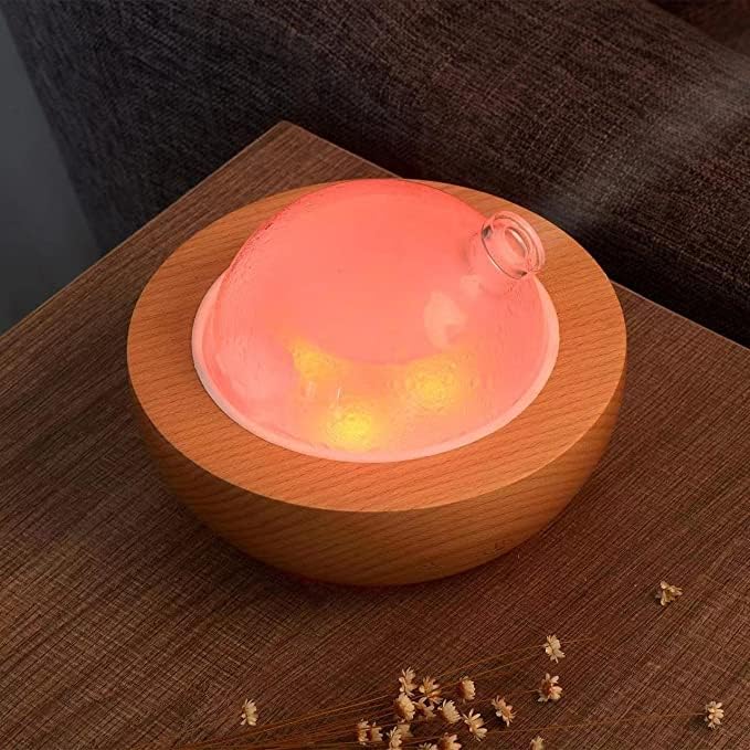 Glass Essential Oil Diffuser,Real Wood Base,The 2025 Upgrade Aromatherapy Diffuser,Aroma Diffuse Humidifier,LED Light in 7 Colors，Suitable for Home Office Bedroom（Non-Glass Reservoir） - Bloomnest