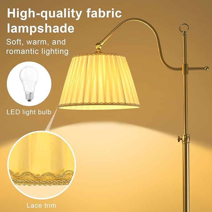 Bright 12W LED Floor Lamps with Smart Remote and Bluetooth,Adjustable Brightness and Color, Gold Brass Boho Mid Century Home Decor,Living Room Sofa Corner Bedroom Bedside Reading Standing Tall Lights
