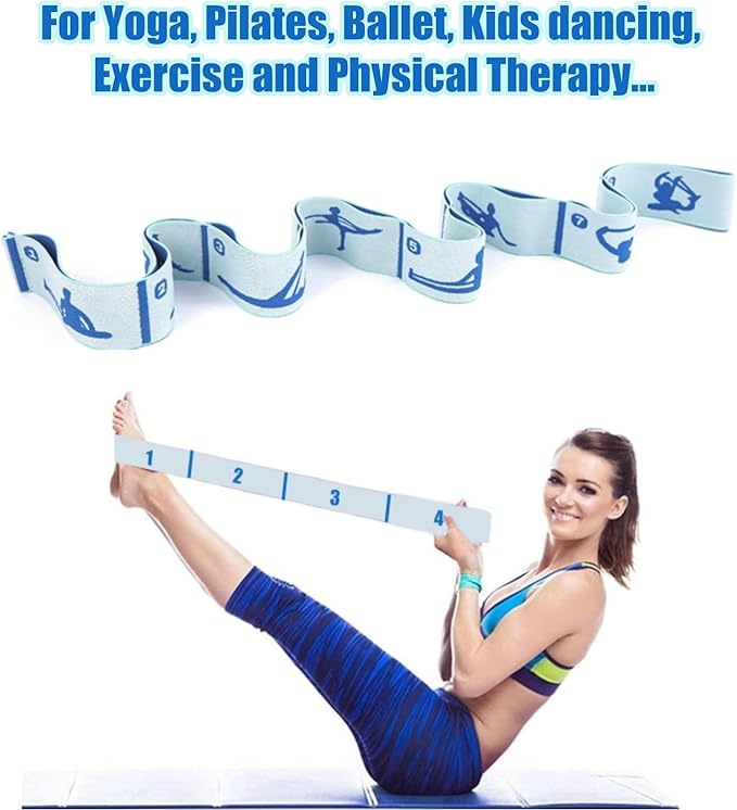 Elastic Yoga Stretching Strap with Loops, CEILIWEN Stretch Straps For Physical Therapy, Pilates Stretch Band, Elastic Exercise Bands, Leg Stretching Strap, Stretch Resistance Bands For Exercise - Bloomnest