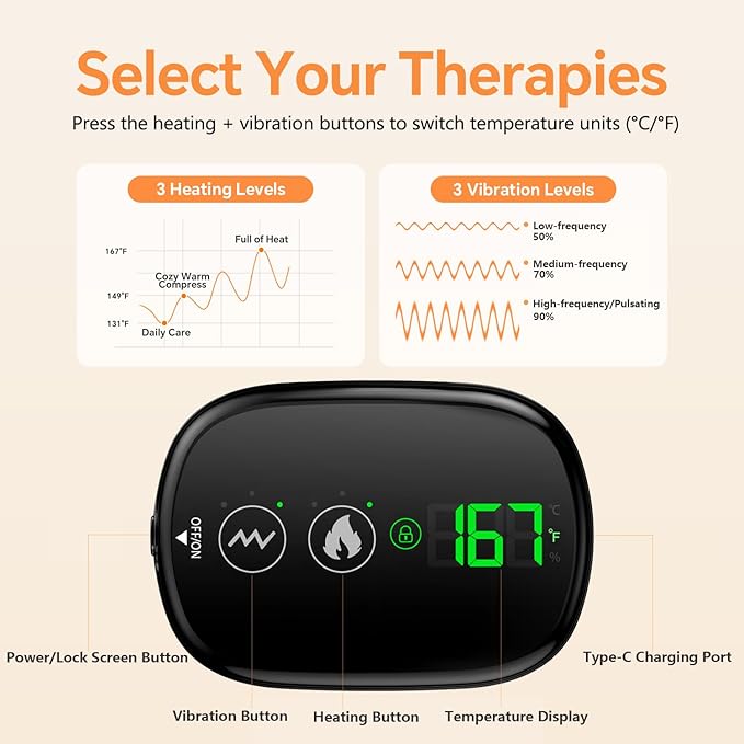 Foot Massager with Heat, Knee Shoulder Elbow 3 in 1 Feet Massager, Heated Knee Massager, Shoulder Massager with Heat Vibration, 210 mins Battery, Cordless Portable, Touchscreen Control (Grey) - Bloomnest