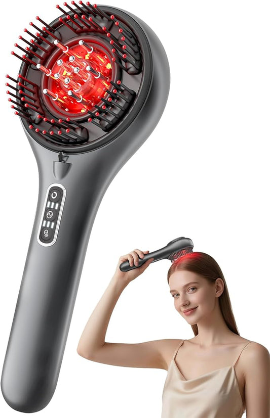 Morfone Upgrade 3 in 1 Electric Scalp Massager Brushes, Hair Oil Applicator, IPX7 Waterproof Scalp Massager Comb, Cordless & Portable Adjustable Modes for Men Women (Gray) Morfone