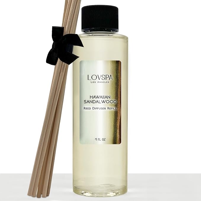LOVSPA Hawaiian Sandalwood Diffuser Oil - Luxury Essential Oils for Diffuser Refill & Air Freshener Room Spray - Long-Lasting & Natural Home Fragrance, Scented Oil for Diffusers, USA Made, 4oz - Bloomnest