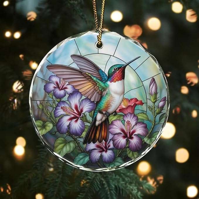 Hummingbird Glass Ornament – Handcrafted Hanging Decoration, Elegant Keepsake with Unique Hummingbird Design, for Home, Holiday Tree, or Special Occasion - Bloomnest