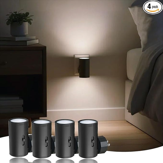 LED Night Light Plug into Wall, 0-300LM Adjustable Brightness,Light Sensor,Daylight 5000K,Dimmable Night Light for Hallway Bedroom Stairway, 4 Pack - Bloomnest