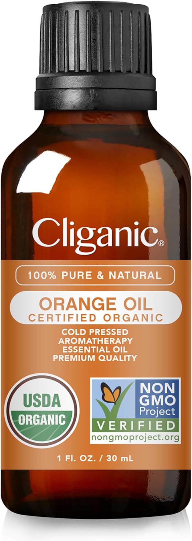 Cliganic Organic Sweet Orange Essential Oil, 1oz - 100% Pure Natural for Aromatherapy Diffuser | Non-GMO Verified (Packaging May Vary) Cliganic