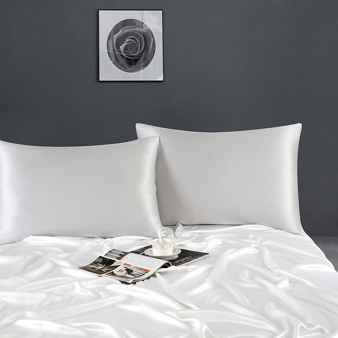 ZIMASILK 100% Pure Mulberry Silk Pillowcase for Hair and Skin Health,Soft and Smooth,Both Sides Premium Grade 6A Silk,600 Thread Count,with Hidden Zipper,1pc(Standard 20''x26'',Light Grey) - Bloomnest