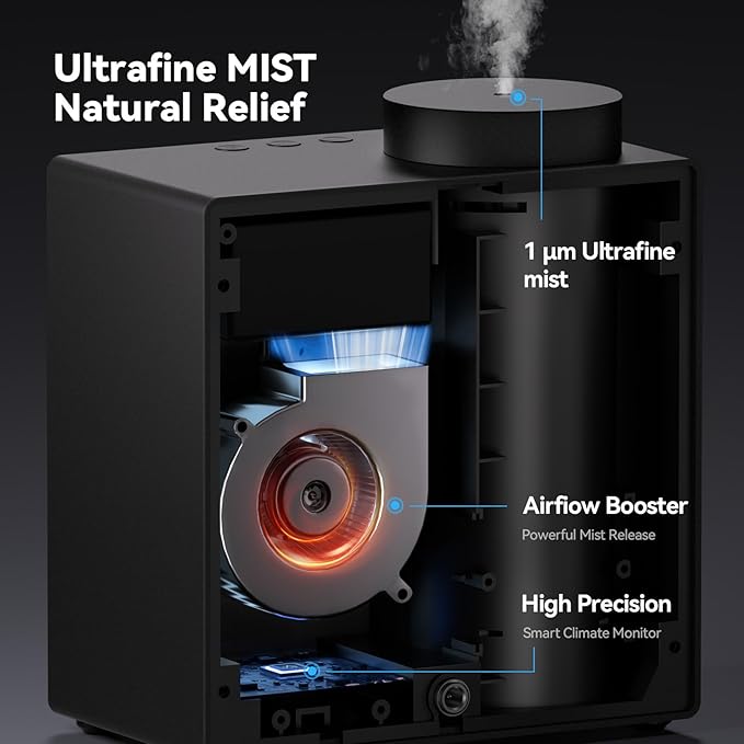 2026 Smart Waterless Diffuser, 2000 Sq.Ft Cold Air Scent Machine with Clock & Environmental Display | 7 Fragrance Levels, 9 Timer Settings, Hotel Collection Diffuser for Home & Large Rooms (Black) - Bloomnest
