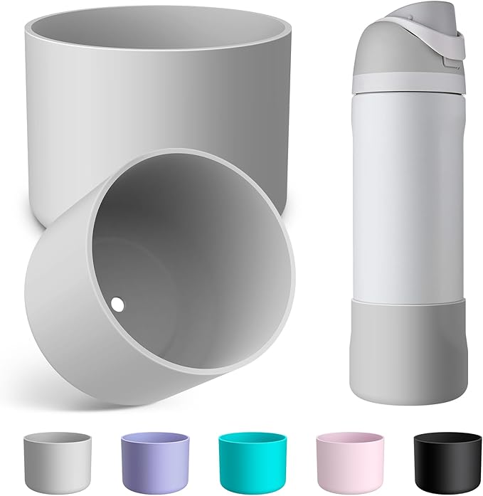 2PCS Silicone Water Bottle Boot for Owala 24oz 32oz 40oz, Anti-Slip Protective Sleeve Bottom Bumper Protector for FreeSip, Twist, and Flip Stainless Steel Water Bottles Alwenid