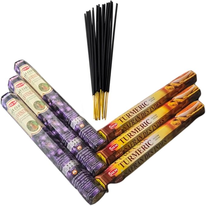 Sandalwood & Vanilla Incense from Hem Bundled with ANKCIENSE Incense Holder Bundle, Variety Pack of 120 Sticks (Lavender & Turmeric) ANKCIENSE