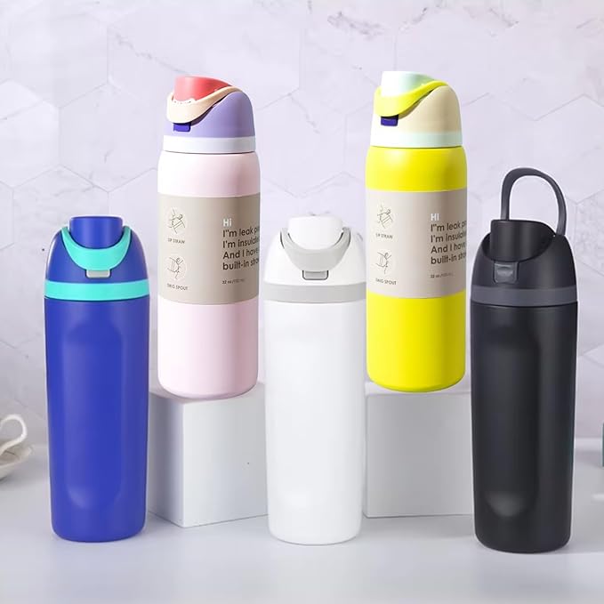 DUTHINGS Insulated Stainless Steel Water Bottle with Straw, 32 oz, Reusable Sports and Travel Bottle for School, Kids, and Outdoors - Leakproof and BPA-Free (LIGTH PINK) Bloomnest
