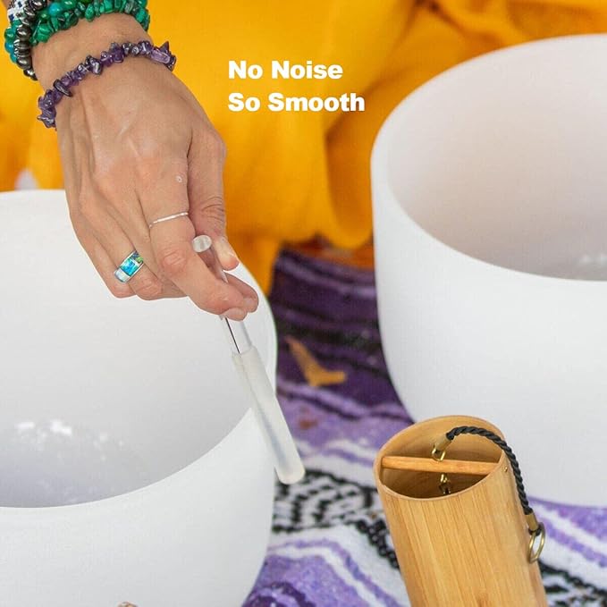Singing Bowl Mallet Clear Acrylic Base Silicone Rubber Striker Mallet for Playing Quartz Crystal Singing Bowl with Bundle Pocket(Clear) - Bloomnest