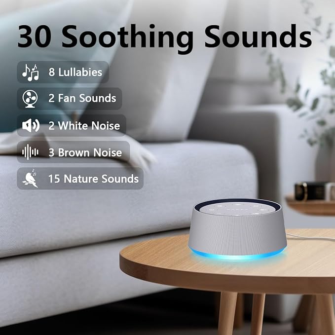Brown Noise Sound Machine with 30 Soothing Sounds White Noise Machine 12 Colors Night Light for Baby Adults Kids Sleep Machines 36 Volume Levels 5 Timers for Home Office - Bloomnest