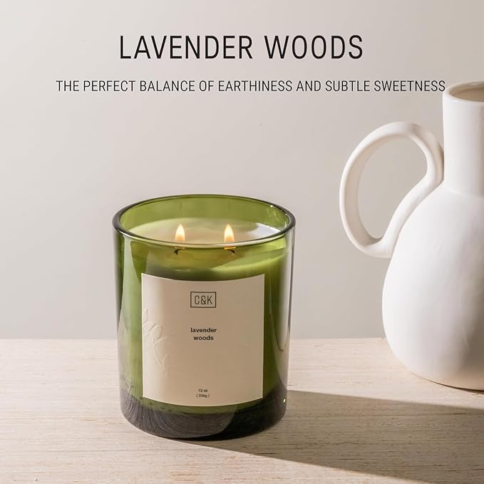 Craft & Kin Lavender Christmas Scented Candles | 12oz Premium Lavender Woods Winter Scented Candles for Men and Women | Holiday Candles Made with Natural Soy | Nature Collection - Bloomnest