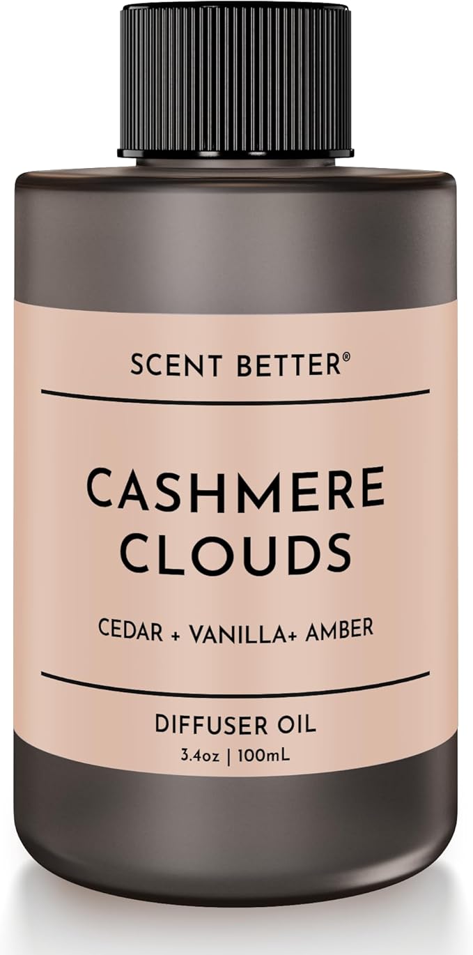 Scent Better Cashmere Clouds Aroma Essential Oil Blend: an Aromatherapy Blend of Cedar, Vanilla, and Amber for Ultrasonic Diffusers & Nebulizers (3.3 Fl Oz, 100 mL) - Bloomnest