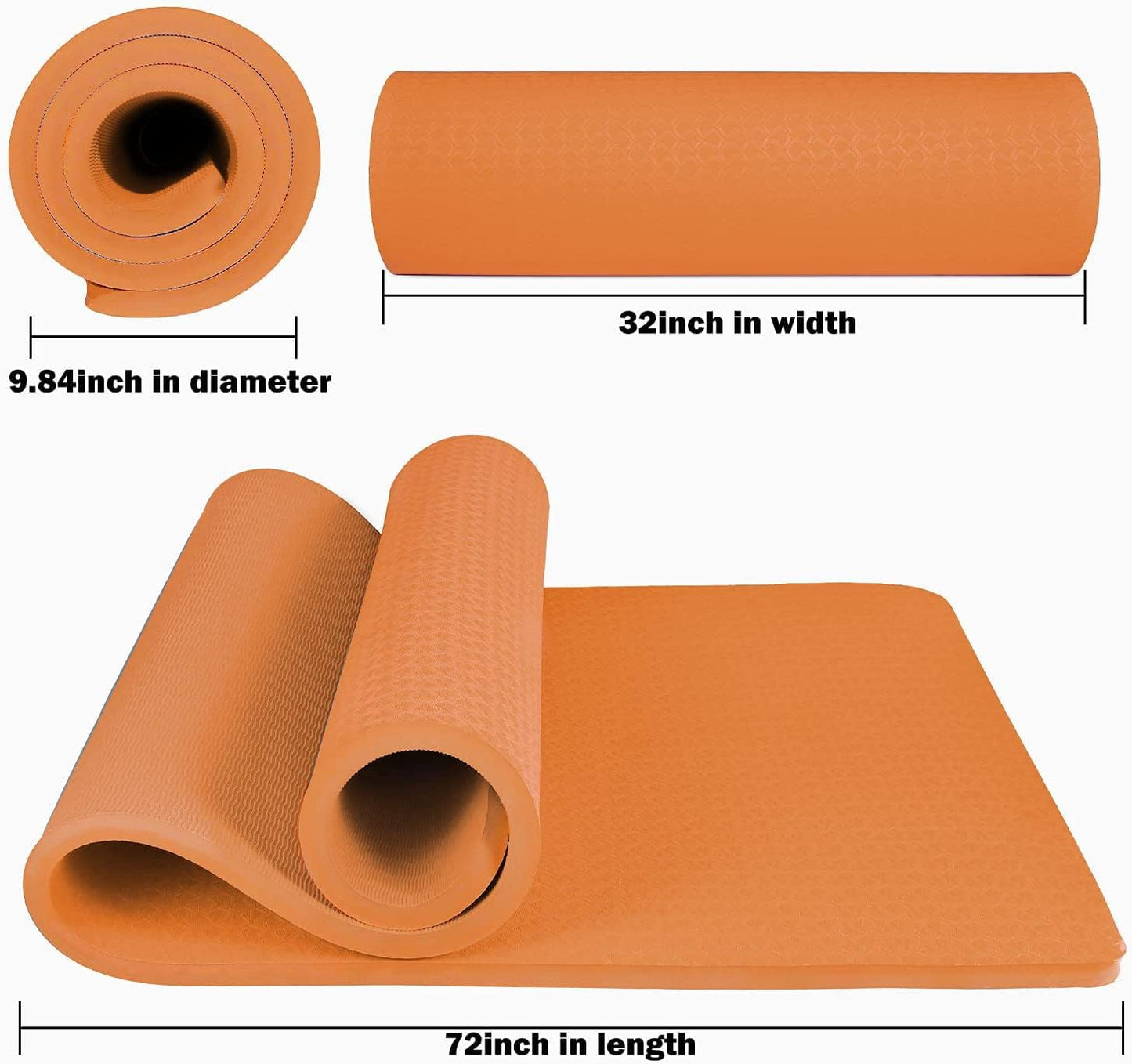 Hatha Yoga 4/5 inch TPE Yoga Mat Fitness & Exercise Mats Large Size 72"L x 32"W Non-Slip Anti-Tear For Women Men