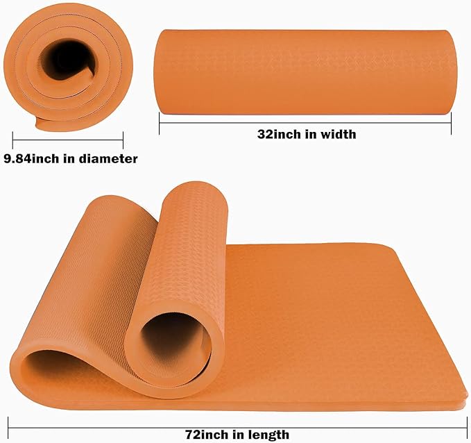 Hatha Yoga 4/5 inch TPE Yoga Mat Fitness & Exercise Mats Large Size 72"L x 32"W Non-Slip Anti-Tear For Women Men - Bloomnest