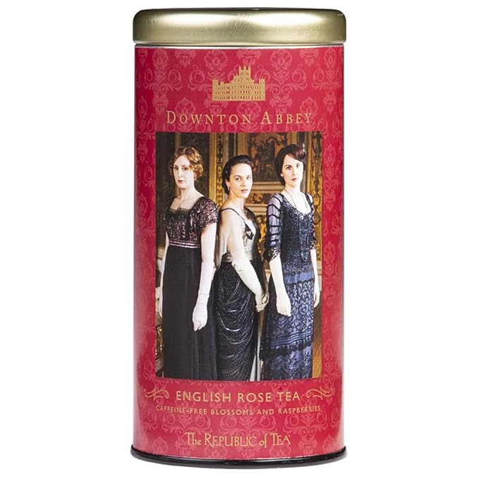 The Republic of Tea Downton Abbey Premium English Rose Tea, 36 Tea Bags, Rose Hibiscus, Caffeine Free - Bloomnest