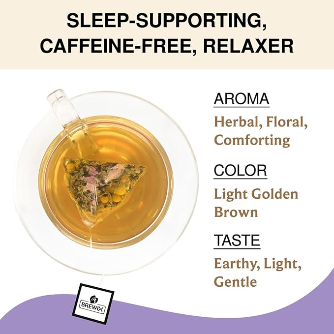 BREWIX, Valerian Comfort Tea for Sleep and Relaxation (25 Pyramid Bags) Caffeine-Free and Calming for Bedtime | Valerian Root, Chamomile & Lavender | Perfect Wellness Sleep - Bloomnest