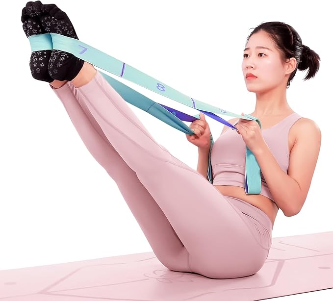 11 Loops Stretch band - Yoga, Pilates, Ballet, and Physical Therapy Stretching strap for Flexibility, Leg Stretching, and Exercise - Durable Stretching equipment for Dance and Fitness - Bloomnest