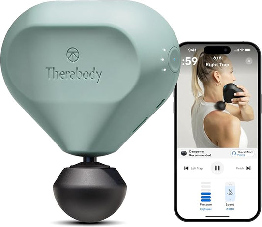 TheraGun Mini (2nd Generation) by Therabody - Handheld Electric Massage Gun - Compact Deep Tissue Treatment for Any Athlete On The Go - Portable Percussion Massager with QuietForce Technology (Green) - Bloomnest