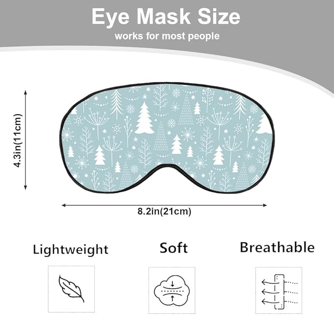 Pine Snowflakes Silk Eye Mask Sleep Mask Snow Winter Christmas Pattern Blue Eye Mask with Adjustable Strap Lightweight for Women Work Travel Night Sleep - Bloomnest