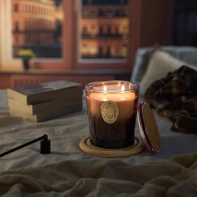 M&SENSE Large Two-Wick Soy Candle | Mahogany Sandalwood & Black Brown | 19.8 oz, 120H Burn Time | Luxury Scented Candle for Relaxation, Gifting, Home Décor | Ideal for Bedroom, Office, Party Ambiance - Bloomnest