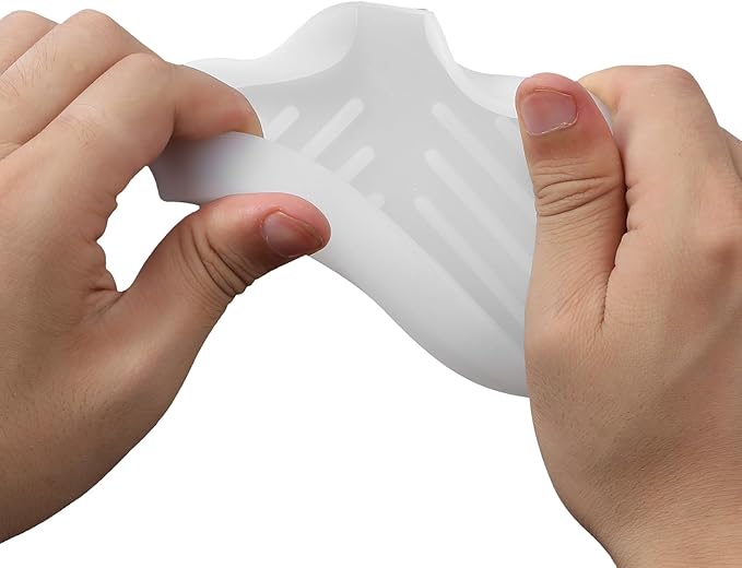 Silicone Bathroom Soap Dishes with Drain Spout-Bathroom and Kitchen Sink Organizer,Sponge Holder,Dish Soap Tray,Perfect for Dispenser,Scrubber,Bottle,Cup on Counter Translucent 4.9"×3.2" - Bloomnest