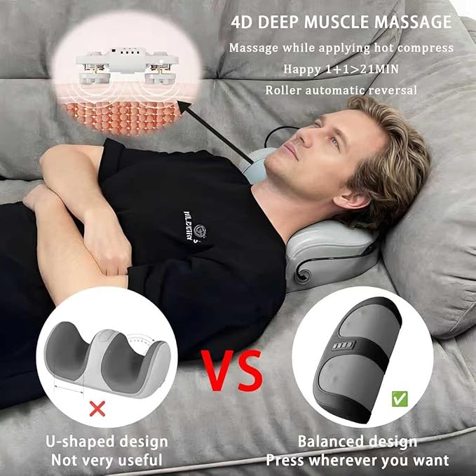 Foot Massager with Heat,with 3 Intensity Levels Shiatsu Kneading,Dual-Frequency Red Light 107.6°F Constant Temperature,Ideal for Feet Pain Relief at Home and Office (Black) - Bloomnest