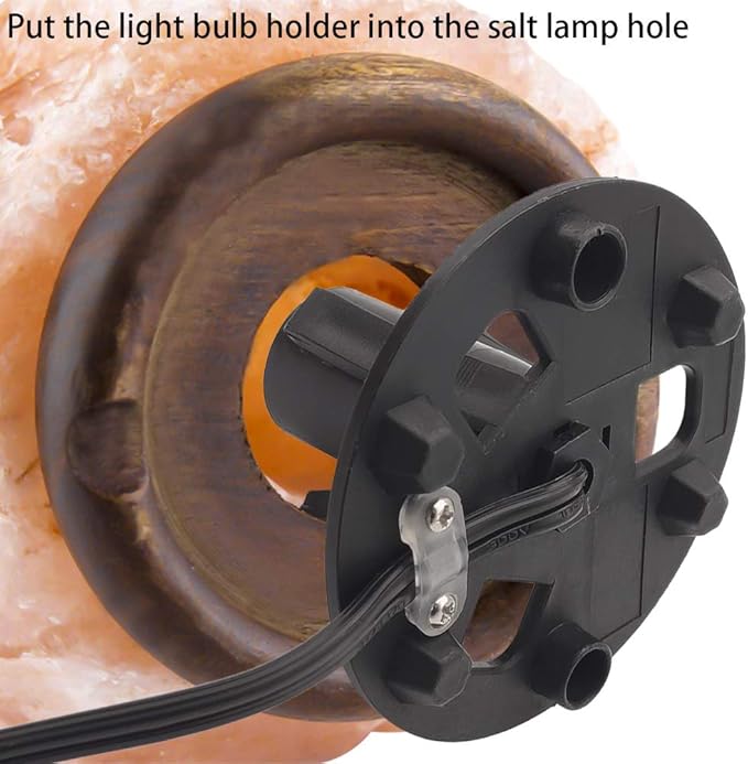 Himalayan Salt Lamp Cord with Dimmer Switch and Bulbs, 6FT Original Replacement Cord with Base Assembly 3.35 Inches, 6-Pack 15 Watt E12 Halogen Salt Lamp Bulbs for Salt Rock Lamp