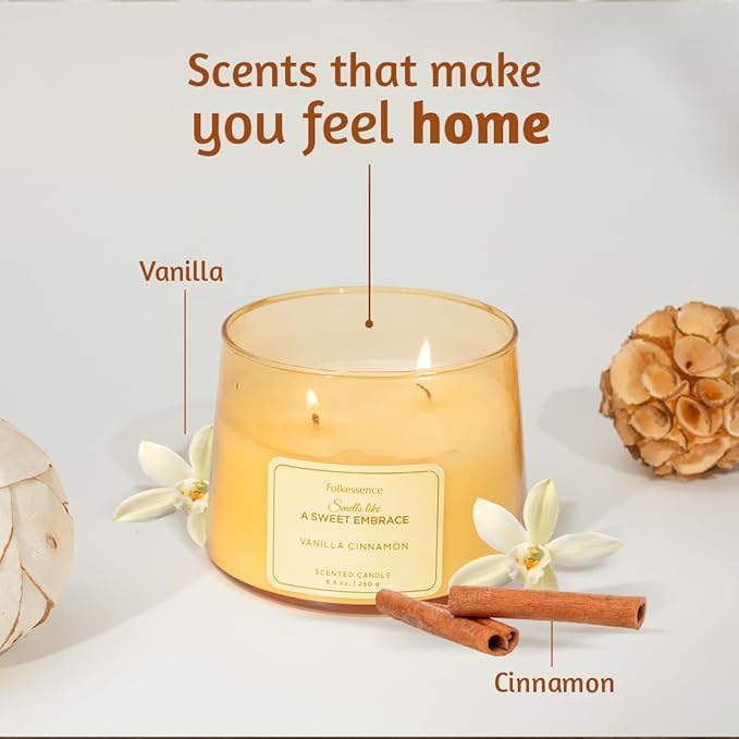 Folkulture Fall Scented Candle | Large 8.81 Oz - Vanilla | Two Wick Soy Candles | Autumn Non Toxic Candles for Relaxing | Long Lasting for Aromatherapy | Thanksgiving & Holiday Gifts for Women - Bloomnest