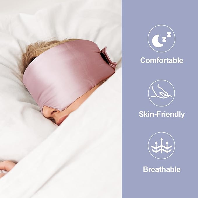 Mulberry Silk Sleep Mask for Side and Back Sleepers, Blackout Eye Mask for Sleeping for Women Men with Adjustable Band, Comfortable Soft Pressureless Eye Cover for Sleeping in Large Size - Bloomnest