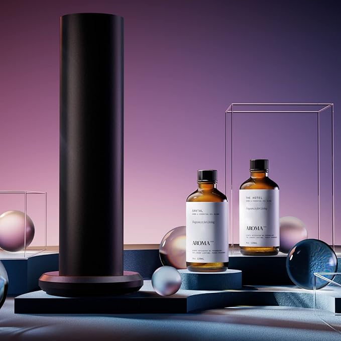 AromaTech Santal & The Hotel Set | Gift Set of Aroma Diffuser Essential Oils Blend of Santal Cardamom, Papyrus, Musk | The Hotel Peach, Red Rose, Pine - 120 Milliliter - Bloomnest