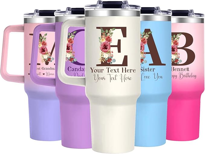 Personalized Gifts for Women - 40oz Customized Initial Floral Tumbler with Name，Monogrammed Flower Cups for Her, Ideal for Birthdays, Mother’s Day, Christmas -Perfect for Office Home Travel,05 - Bloomnest
