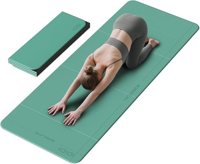 8mm Extra Thick & Large Foldable Yoga & Fitness Mat(74" x 31.5" x 0.32"), Double-Sided Non Slip & Lightweight Pilates Mat, Thick Wide Exercise Mats for Woman Man Kids, Portable Workout Mats for Travel, Studio or Home Use - Bloomnest