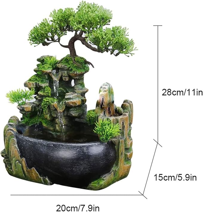 Rockery Stream Tabletop Fountain, Zen Meditation Indoor Waterfall Feature with Automatic Pump and Switch, Desktop Fountain for Home Office Bedroom Decoration (B) - Bloomnest